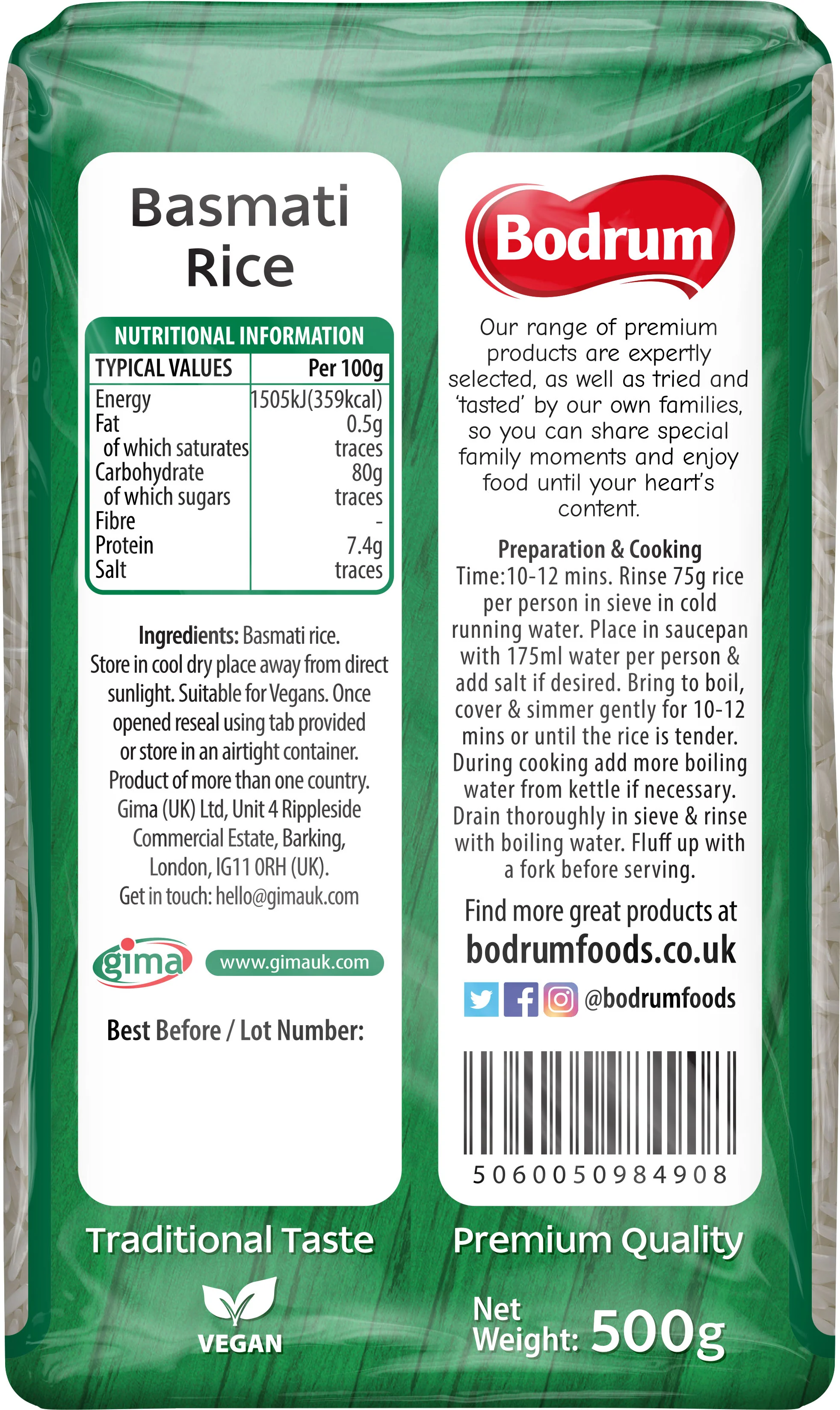 Bodrum Basmati Rice 500g - Image 2