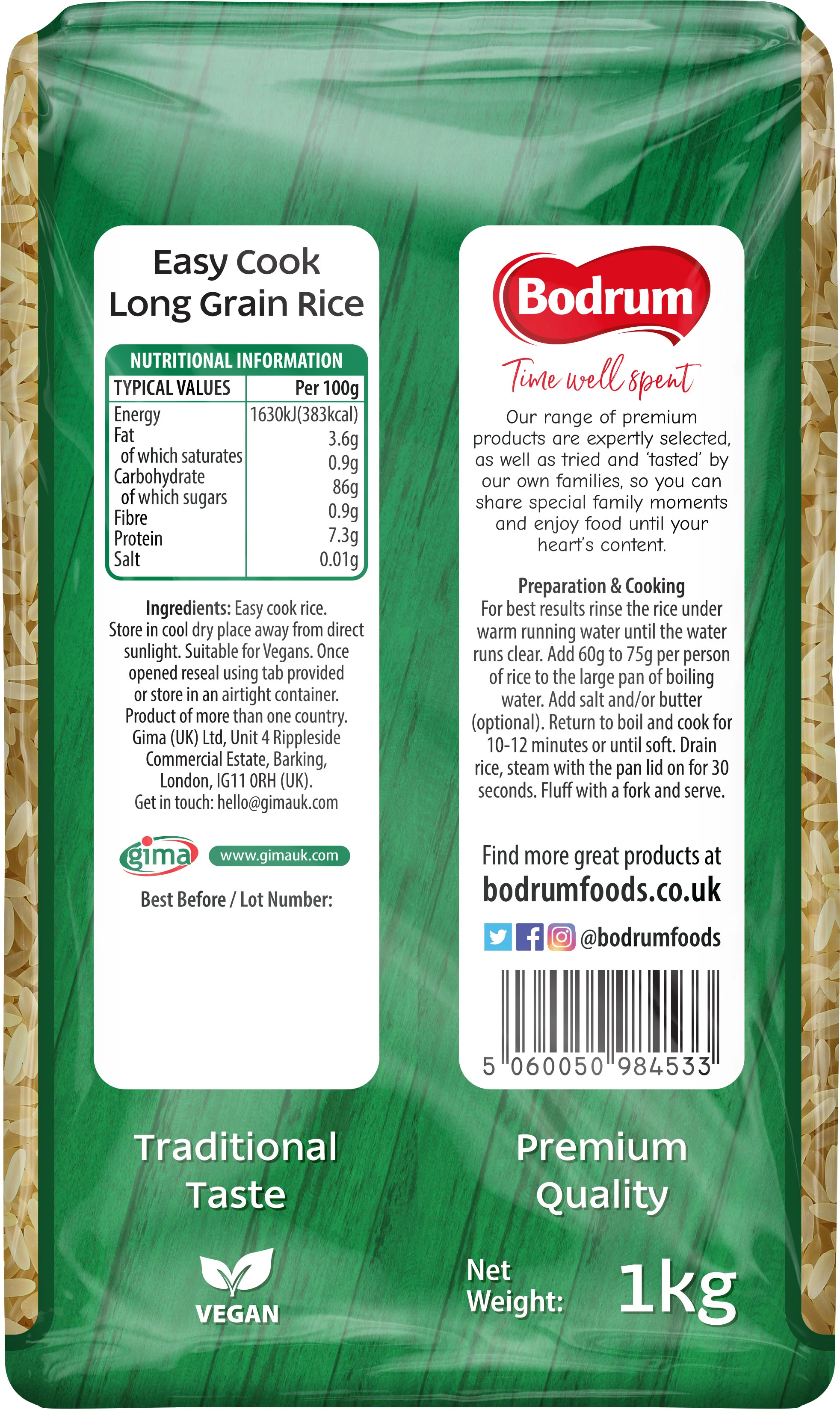 Bodrum Easy Cook Long Grain Rice 1kg - Image 2