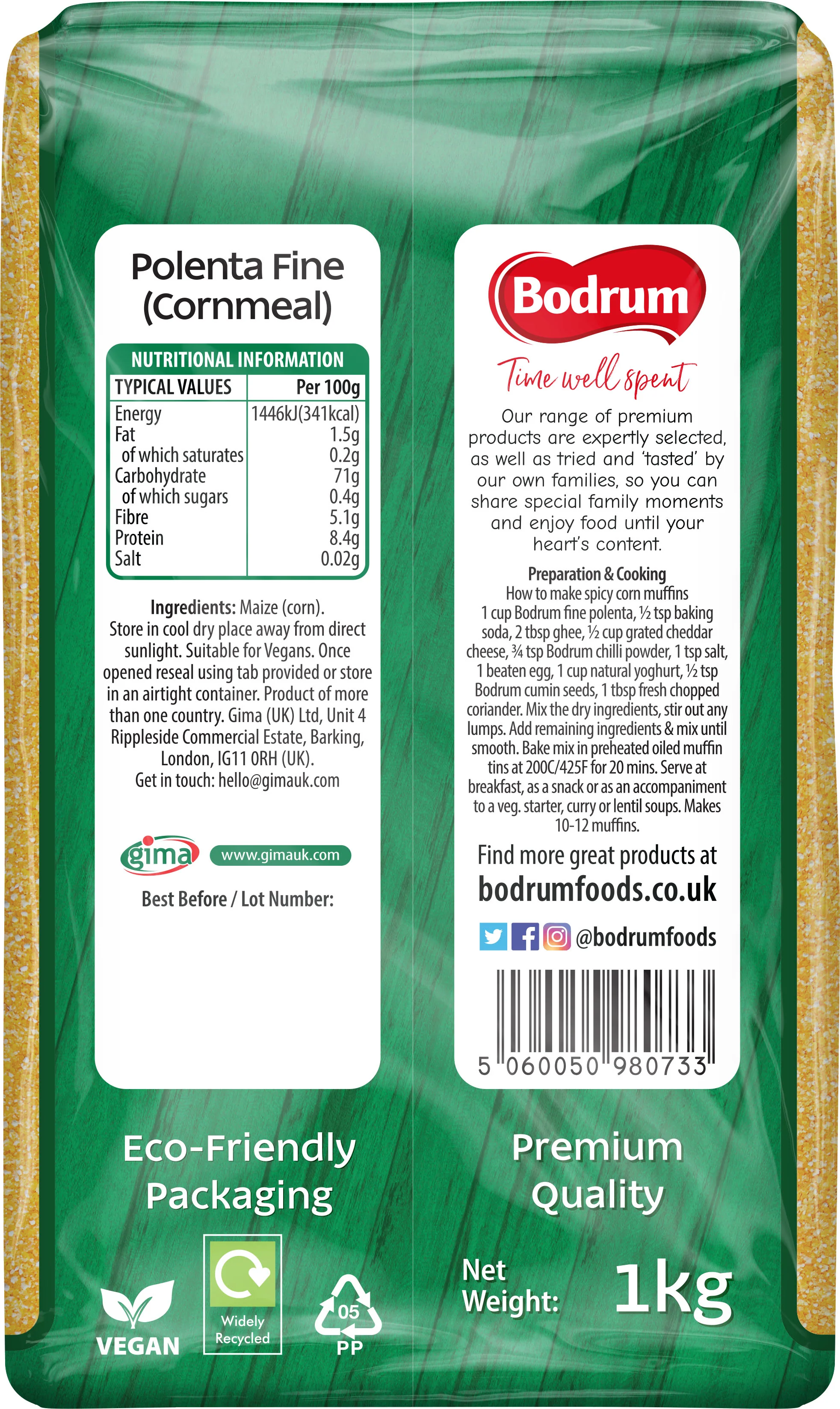 Bodrum Fine Cornmeal (Polenta) 1kg - Image 2