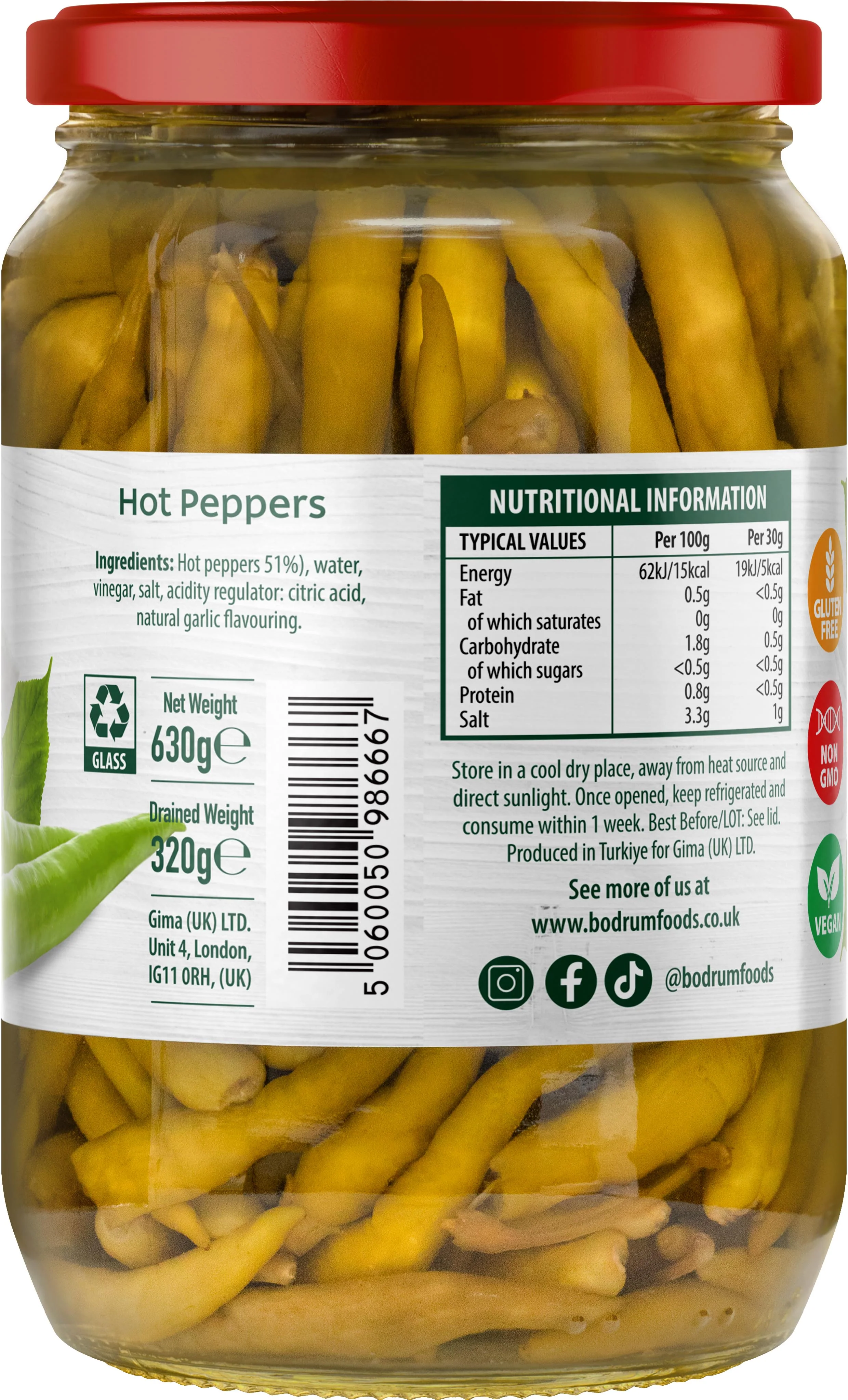 Bodrum Pickled Hot Peppers 630g - Image 2