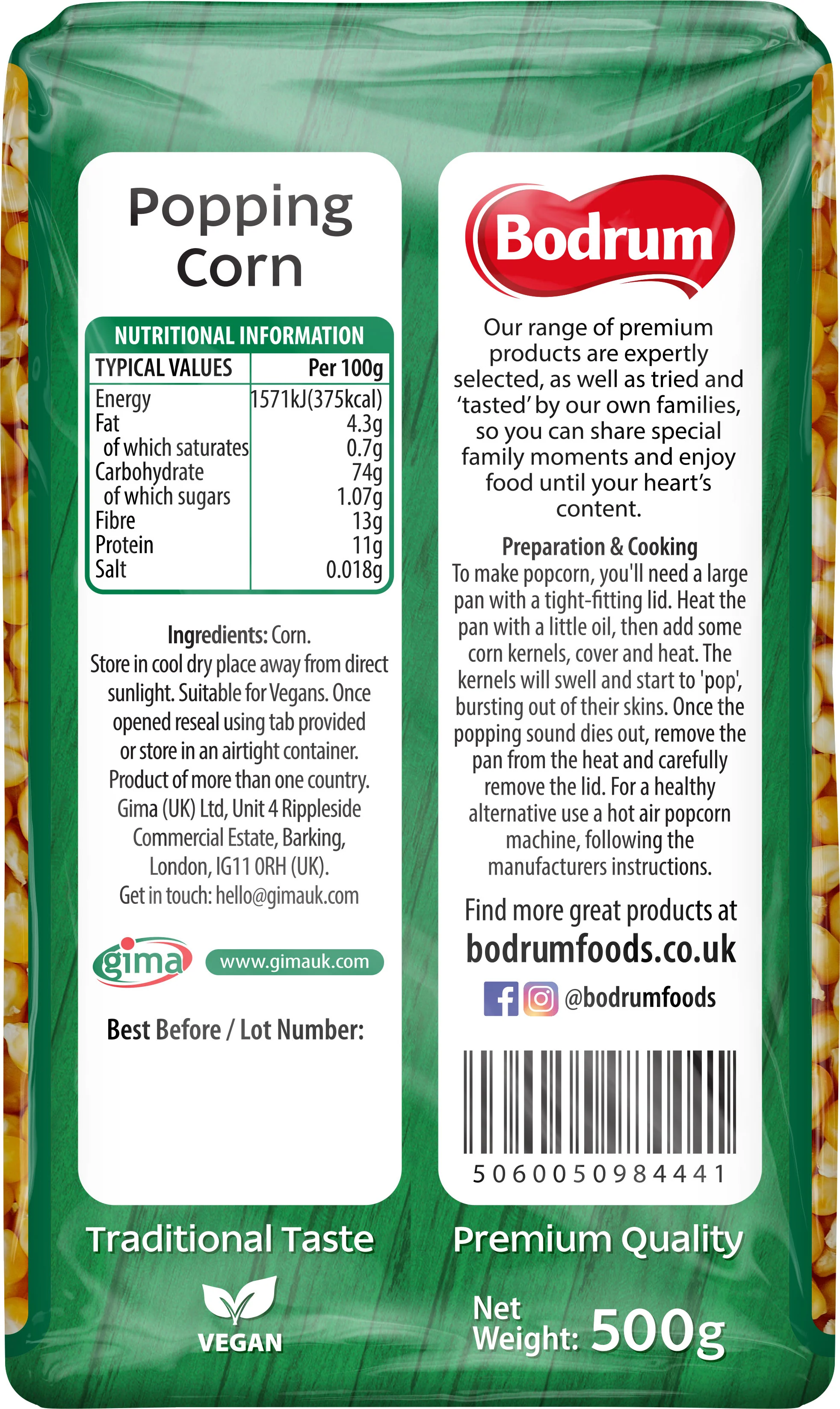 Bodrum Popping Corn 500g - Image 2